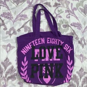 PINK Large Canvas Tote Bag